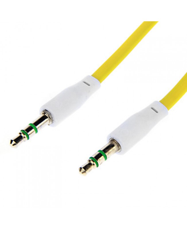 Noodle Style Gold Plated 3.5mm Audio Jack Connection Cable(Yellow 1.03m)